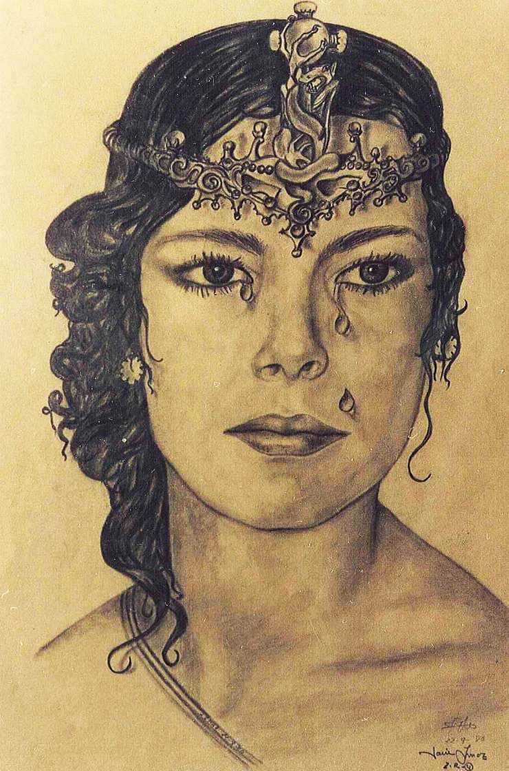 Ilustración 05 de A Verónica: Mujer con un tocado ornamentado.