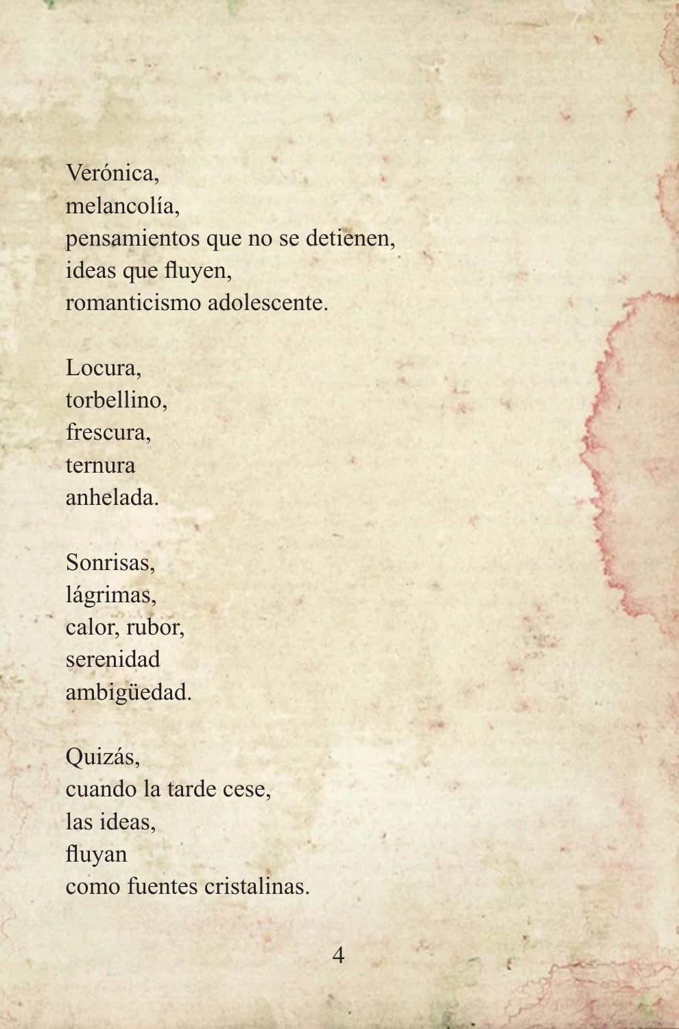 Página 4 de la muestra de A Verónica: poema. Disponible también en el PDF descargable.