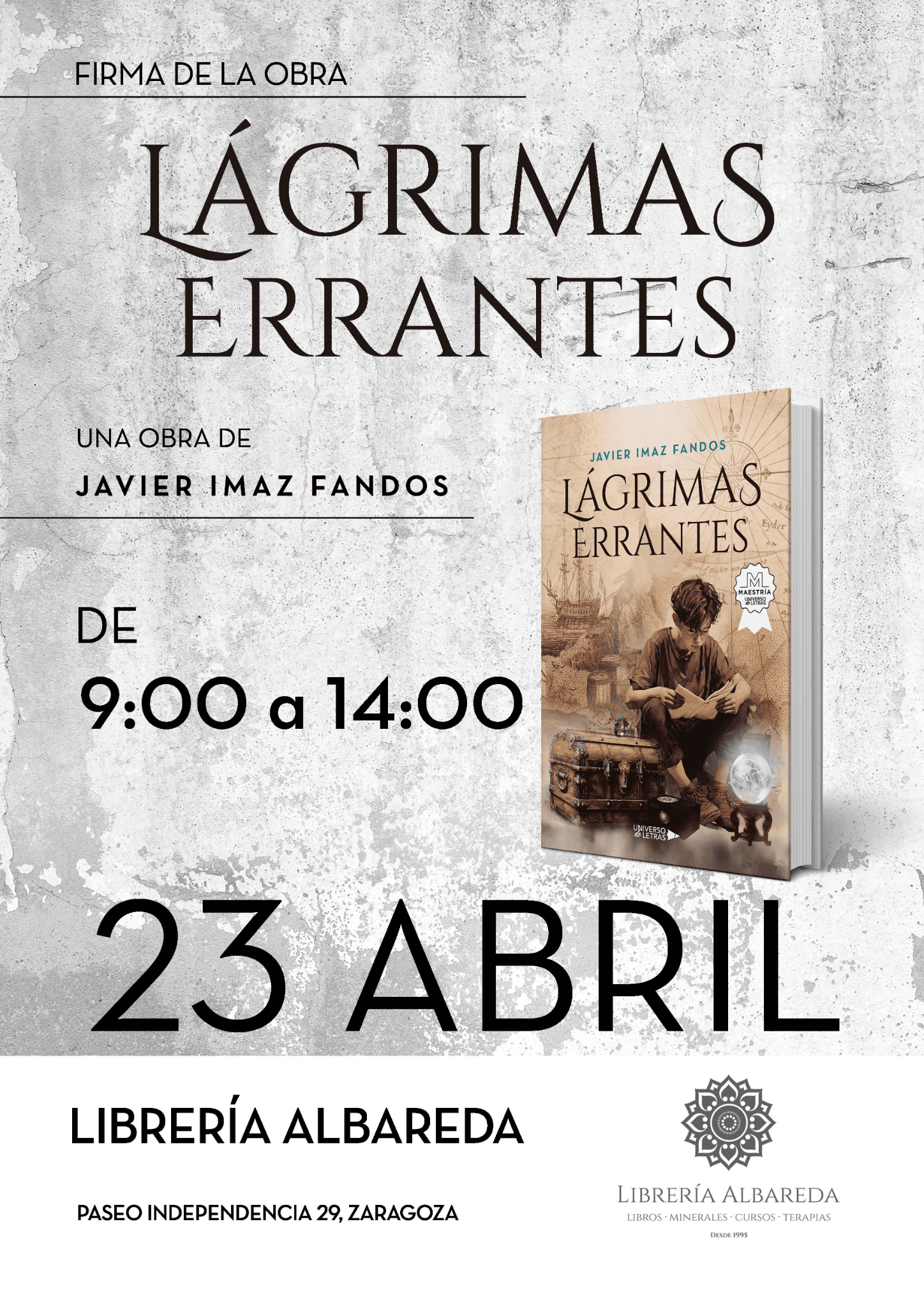 Cartel de firma de Lágrimas Errantes por San Jorge